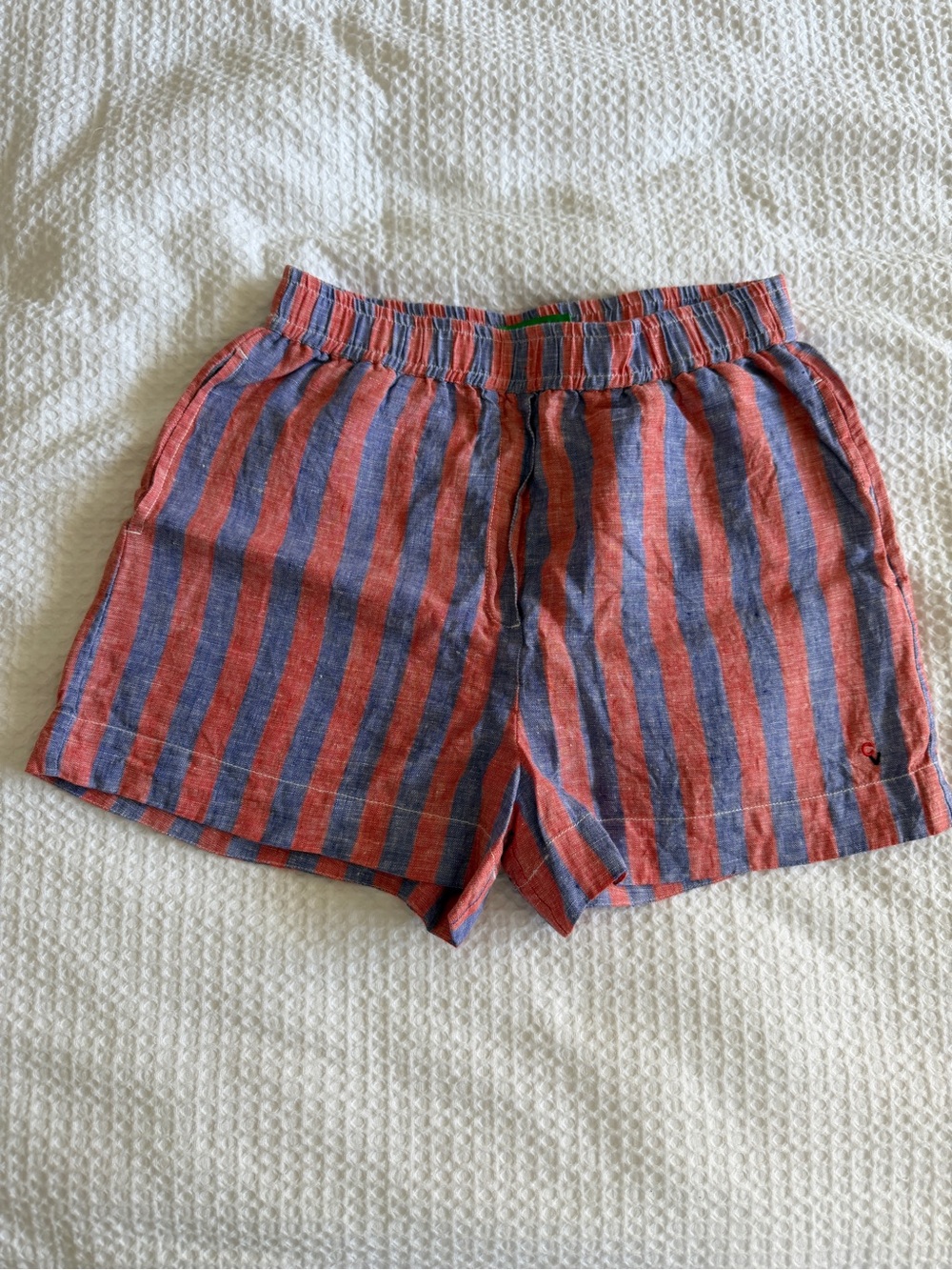 Clare V. Striped Red and Blue Linen Shorts